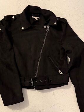miami Black Suede Biker Jacket